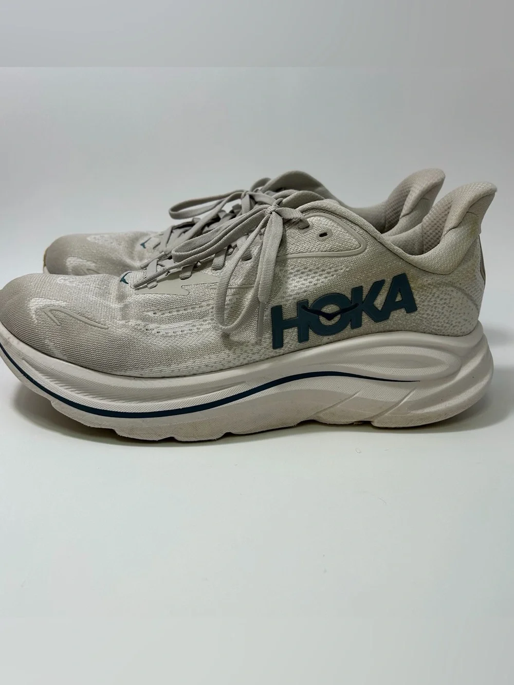 Hoka Neutral Running Sneakers in Beige and Navy